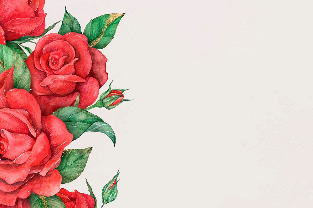 Red rose border vector social media banner background