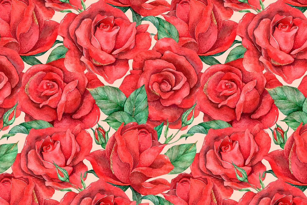 Red rose pattern background vector