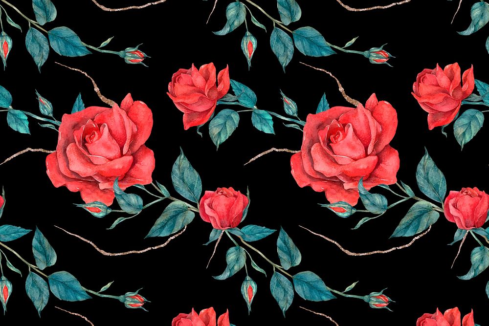 Blooming red rose pattern vector background