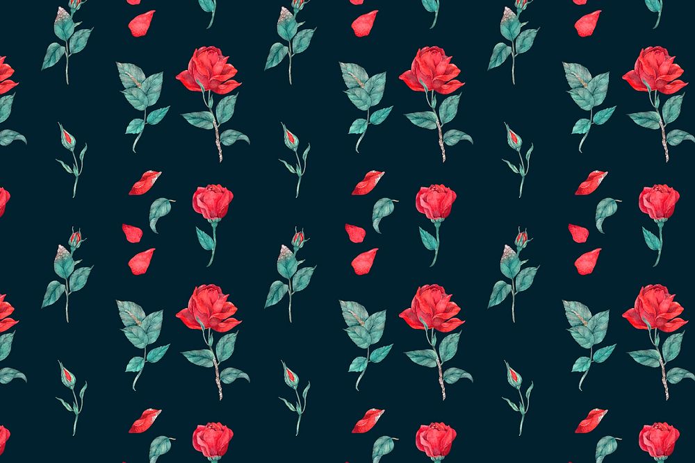 Blooming red rose pattern vector background