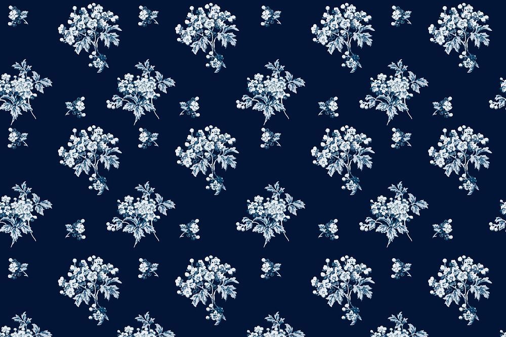 Vector blue botanical pattern vintage background