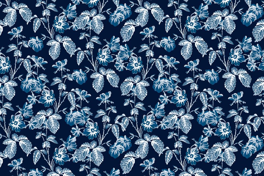 Vector blue botanical pattern vintage background