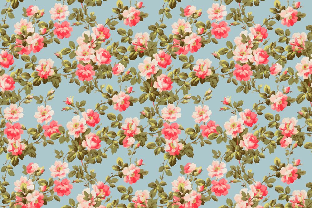 Vector colorful wild rose flower pattern vintage  background