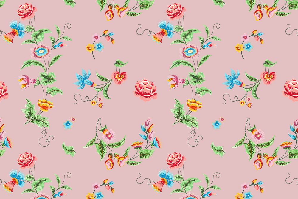 Psd pastel floral pattern vintage background