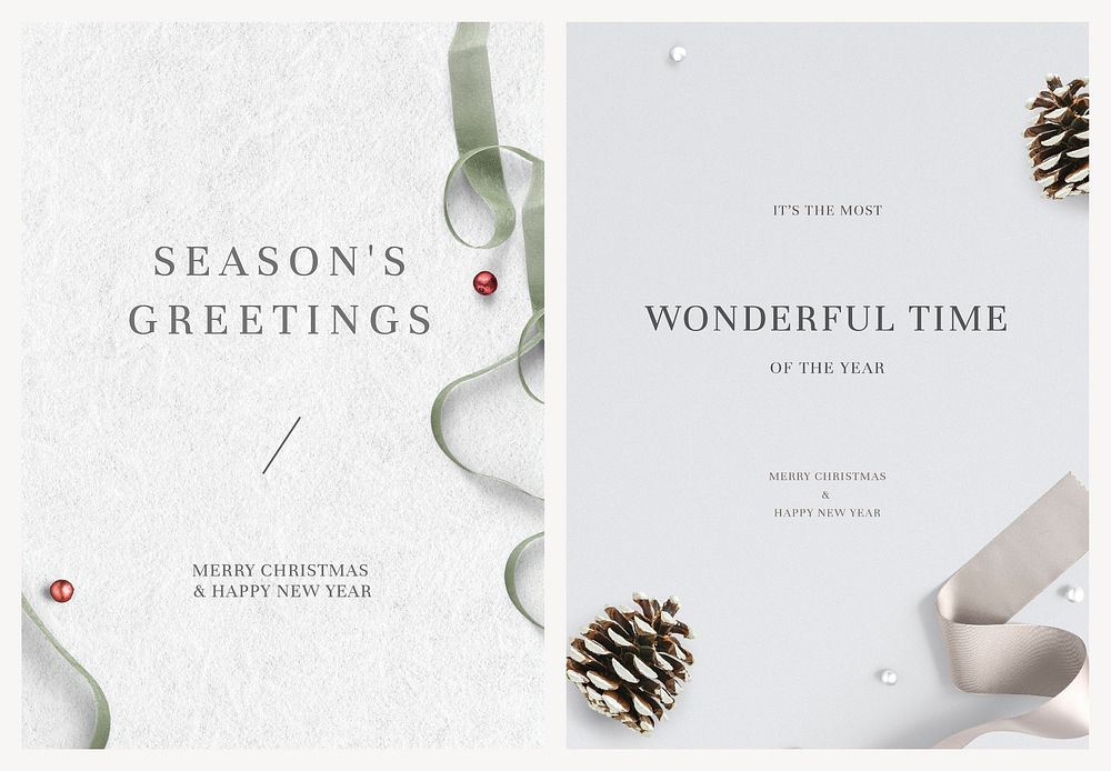 Christmas greeting card template vector set