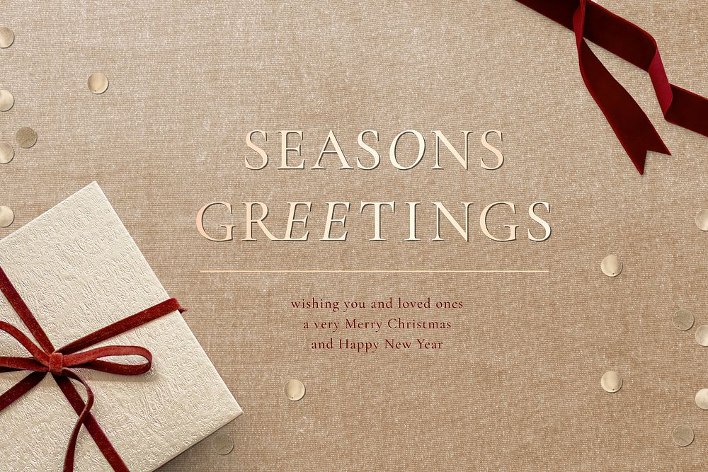 Season&rsquo;s greetings message vector Christmas background