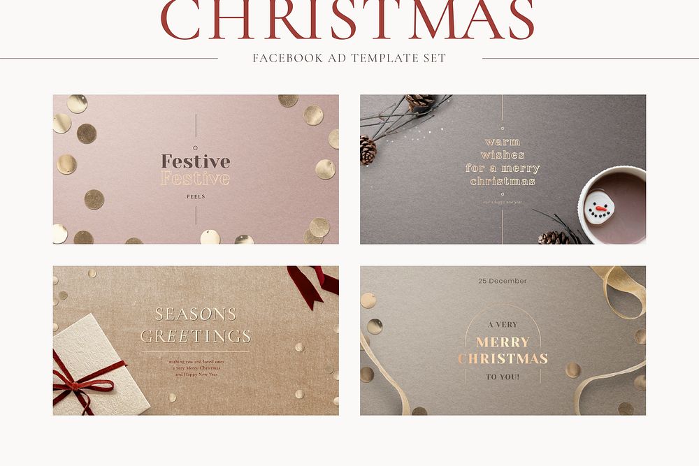 Elegant Christmas social media template vector set