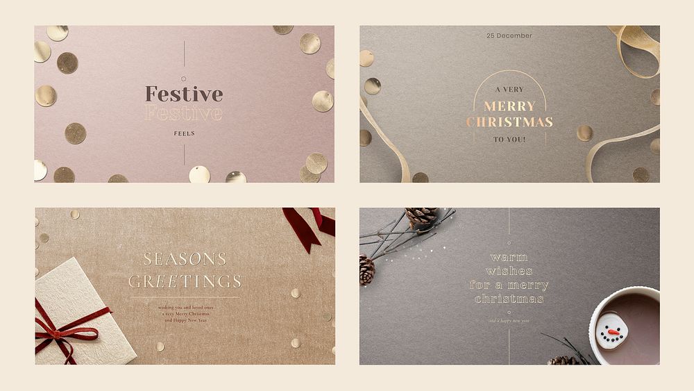 Christmas vector social media ads template set