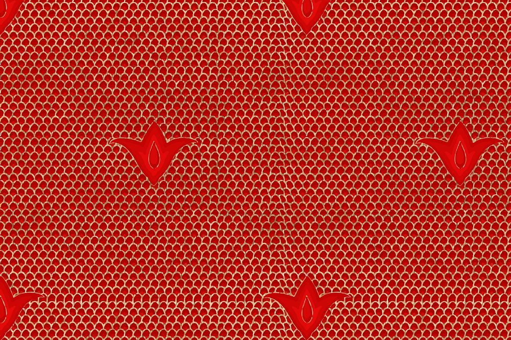 Red gold vector Chinese art curvy pattern background