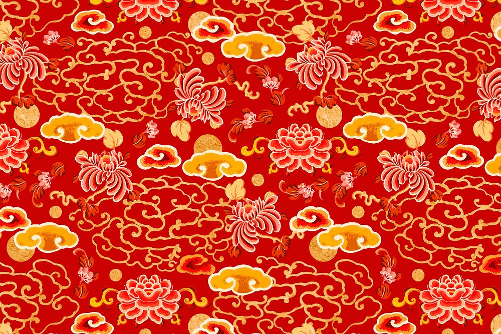 Red gold vector Chinese art cloud pattern background