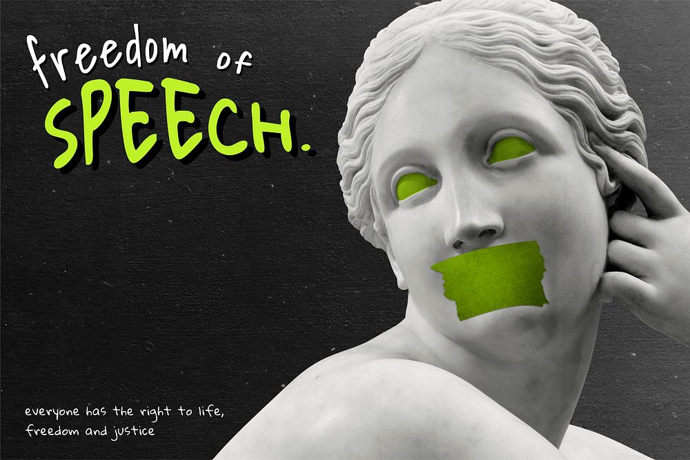 Reclining Naiad vector 'freedom of speech' social movement poster