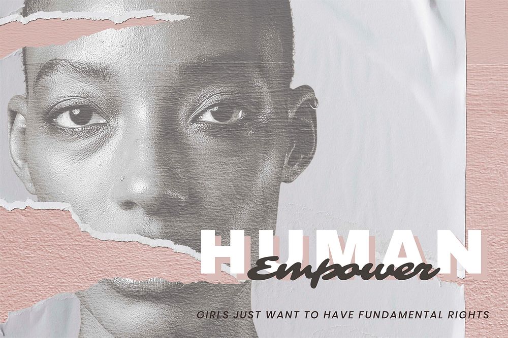 'Human Empower' vector woman portrait for human rights campaign