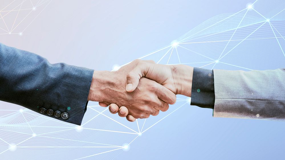 Partnership handshake digital corporate business concept