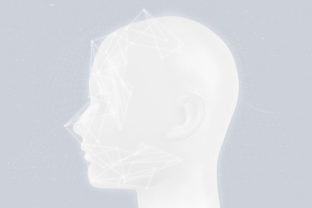Robotic AI head with hologram network connection smart technology