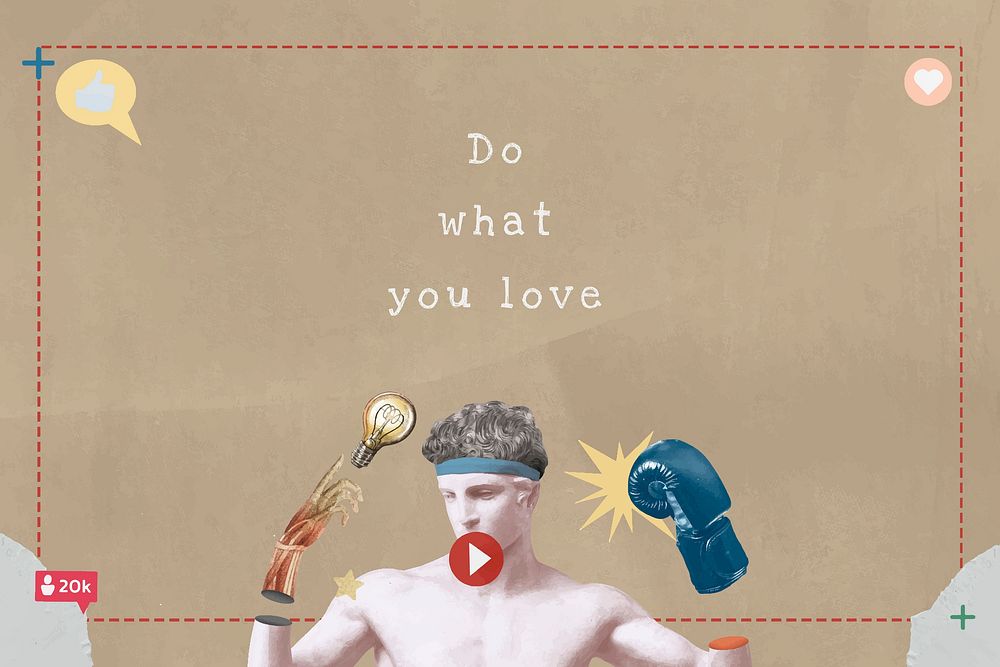 Do what you love vector template motivational quote aesthetic Greek statue remix