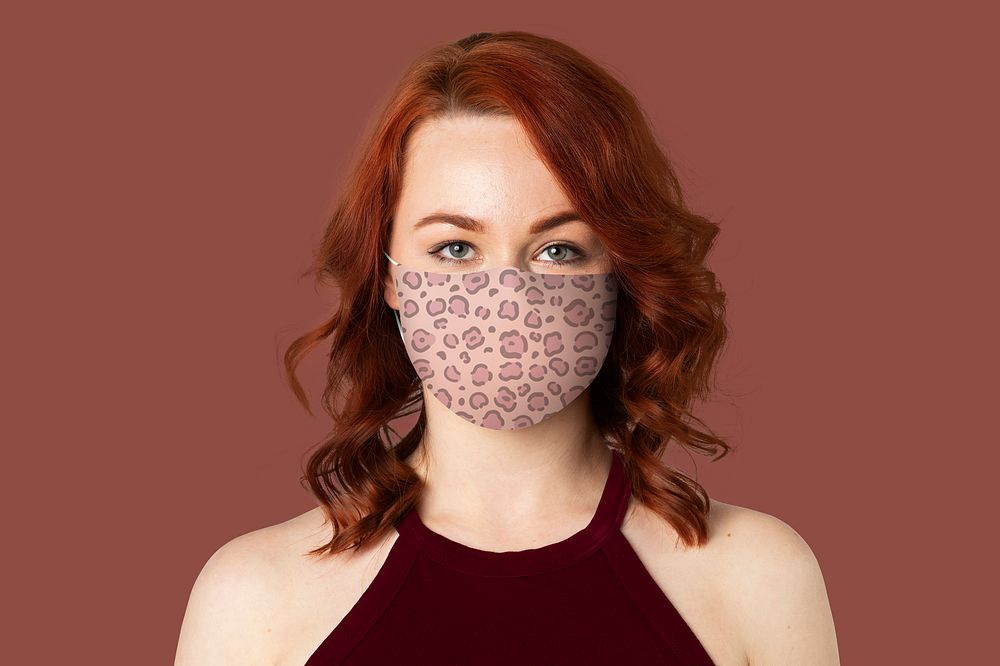 Leopard patterned mask on woman Covid-19 prevention photoshoot