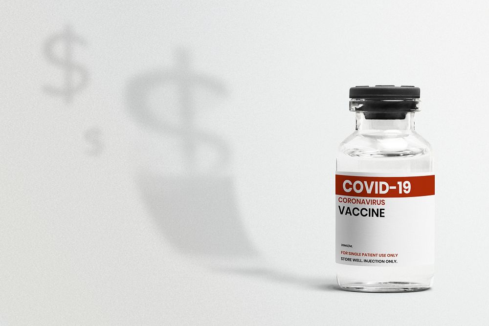 Covid-19 vaccine vial on white background