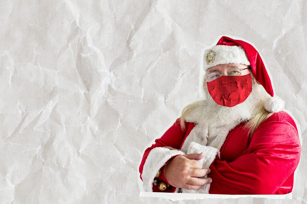 Santa in face mask psd new normal Christmas celebration