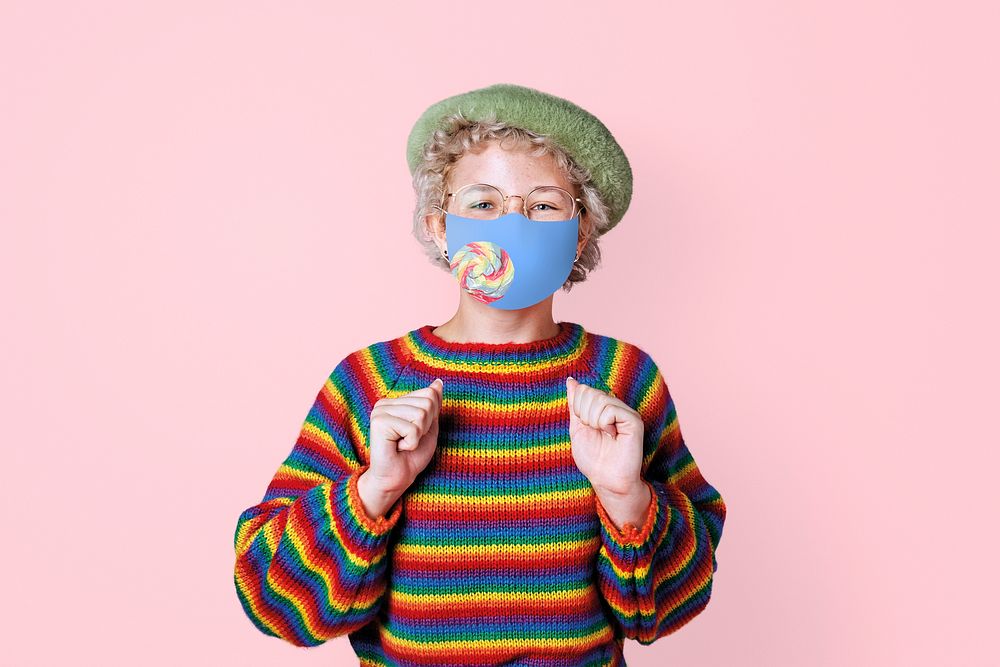Boy wearing face mask to prevent Covid 19