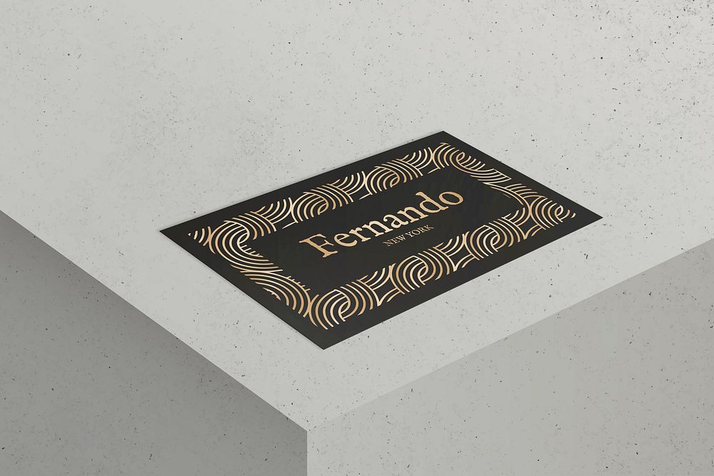 Luxury business card mockup vector in black and gold tone