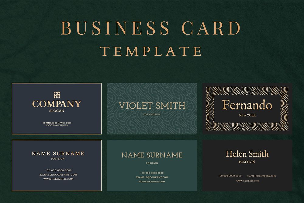 Luxury business card template vector set flatlay