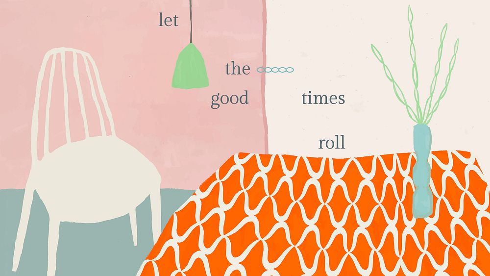 Cute quote template vector with hand drawn home interior