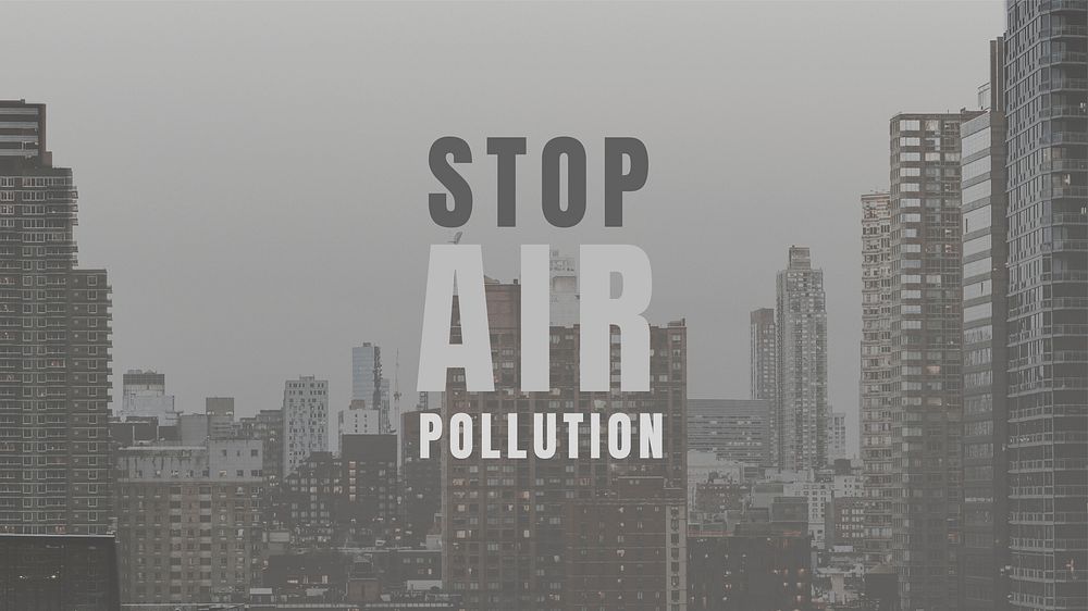 Air polluted city vector template in monotone landscape photography