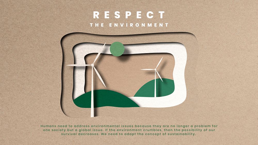 Respect the environment template vector wind farm non-toxic ecosystem