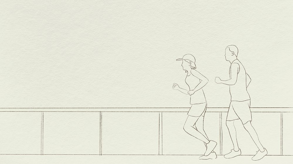 Runners background vector simple line drawing