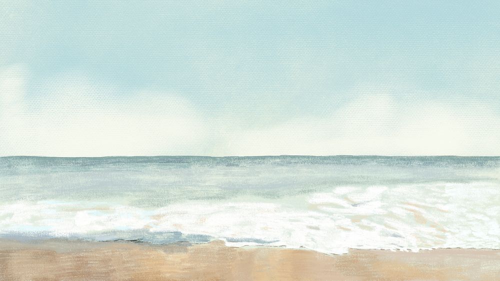 Beach wallpaper psd color pencil illustration