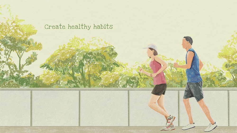 Outdoor jogging editable template vector with quote, create healthy habits