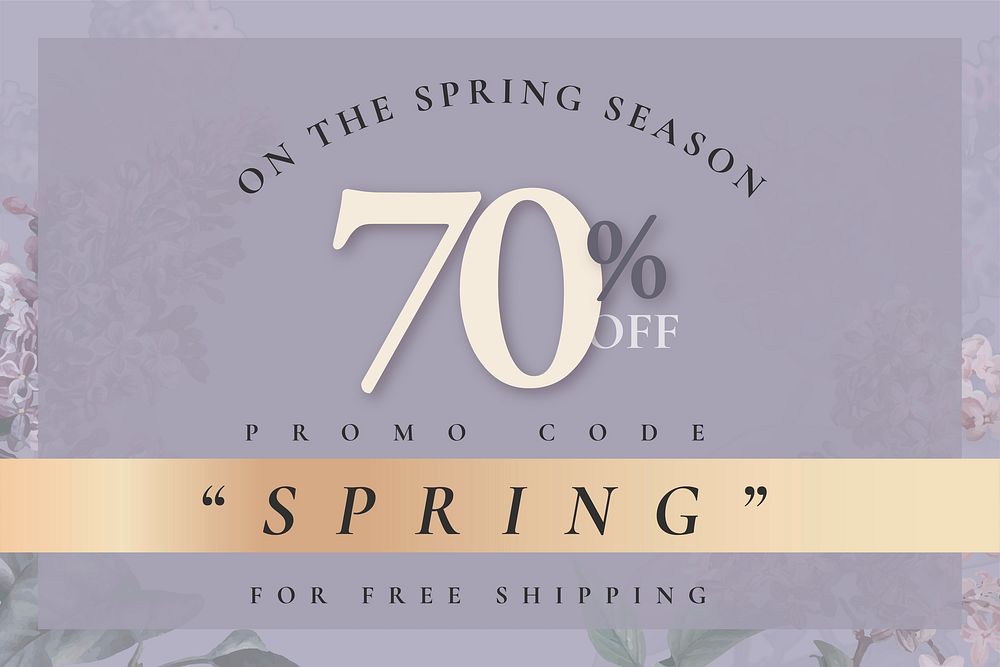 Spring sale template vector for 70% off promo code