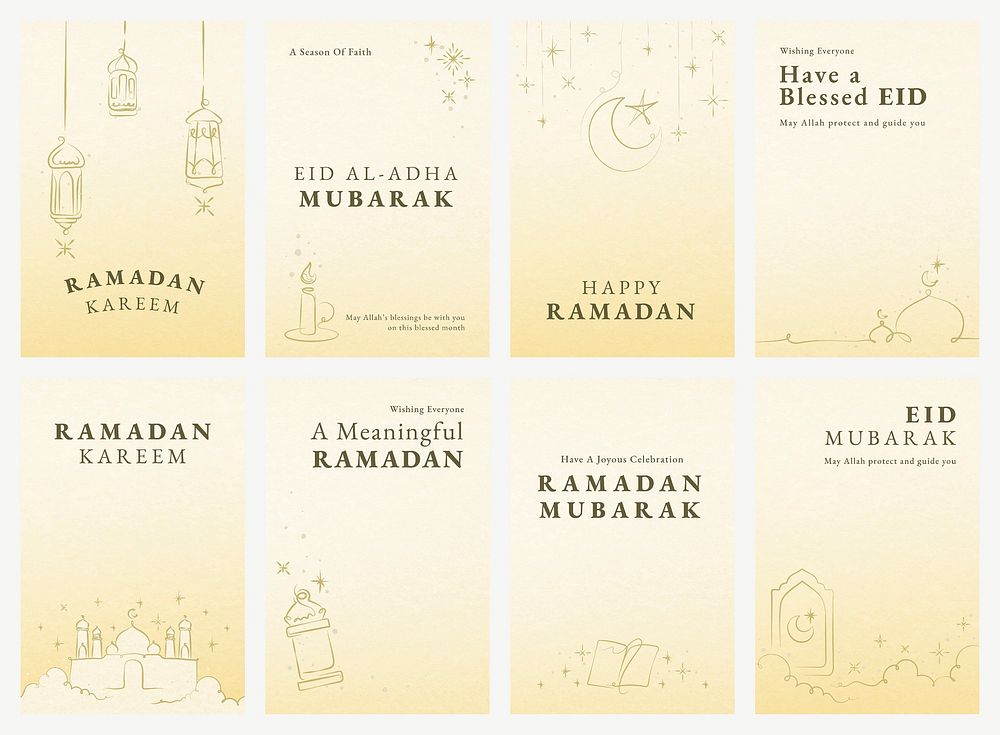 Ramadan editable template vector for social media post set