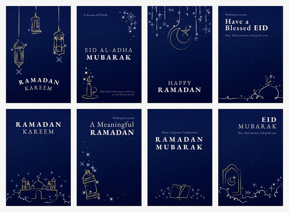 Ramadan editable template vector for social media post set