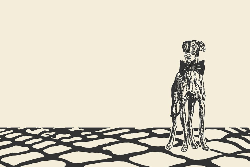 Greyhound dog border vector on beige background, remixed from artworks by Moriz Jung