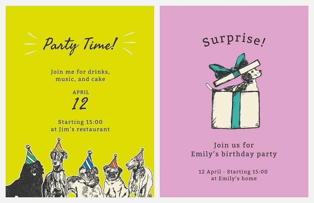 Editable party flyer template vector with quote set, remixed from artworks by Moriz Jung