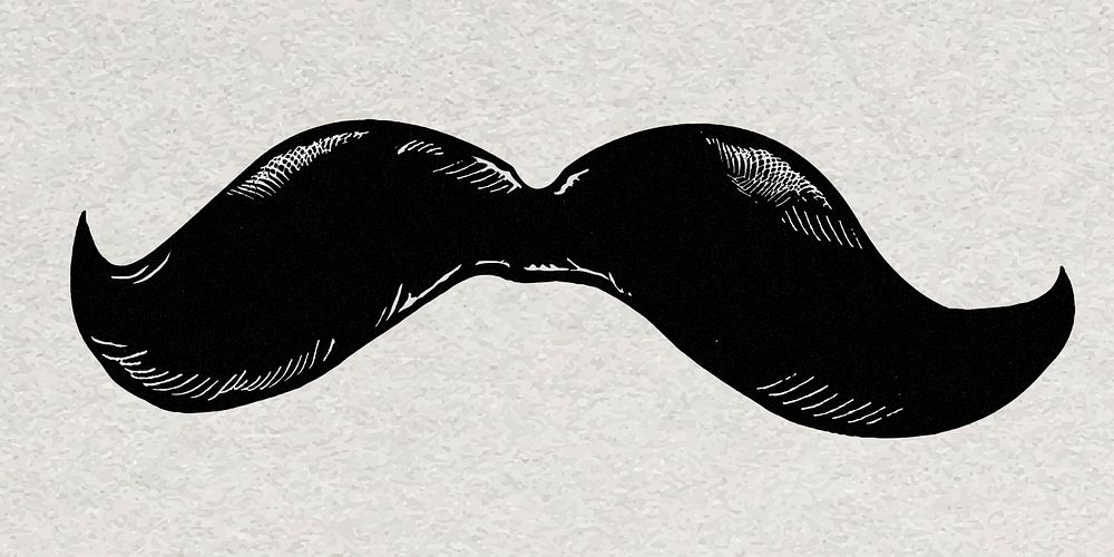 Mustache vintage graphic vector in black and white