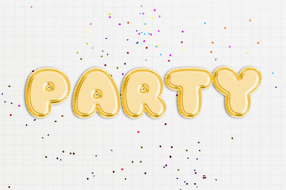 Party text in balloon font
