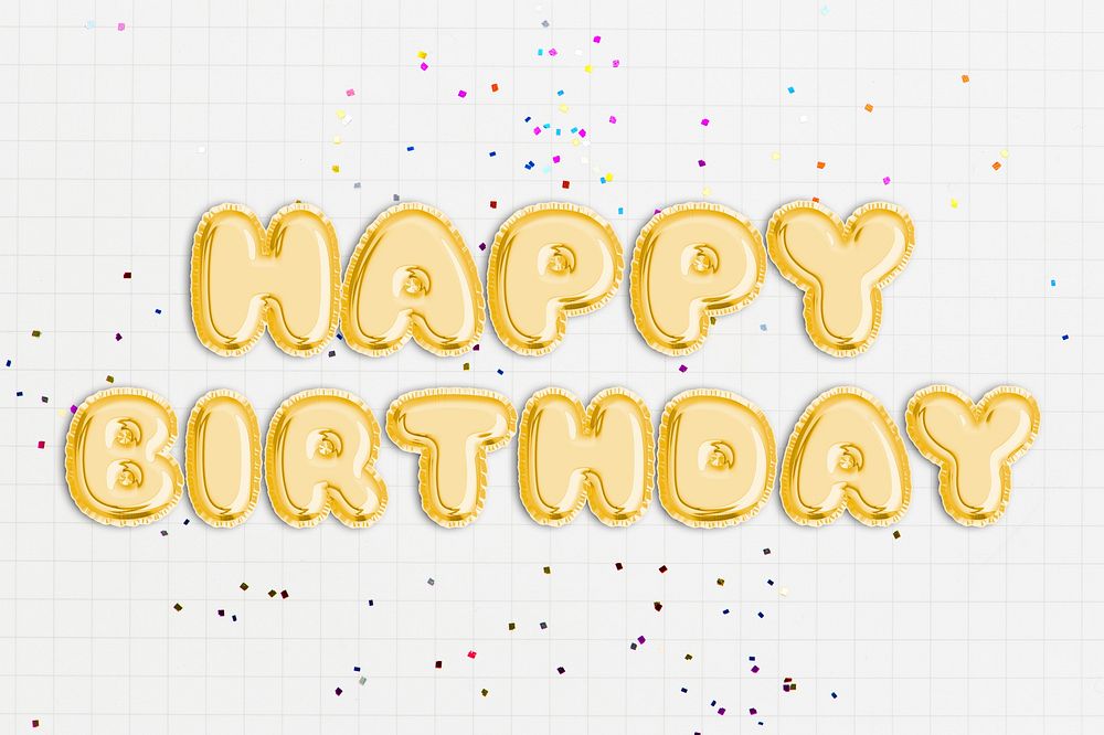 Happy birthday text in balloon font