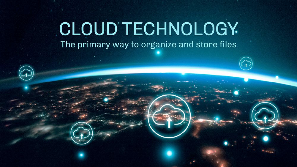 Cloud network template vector digital technology for blog banner, remixed from public domain by Nasa