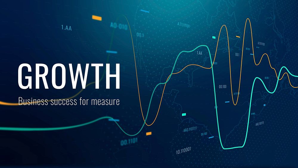 Business growth technology template vector for social media banner in dark blue tone