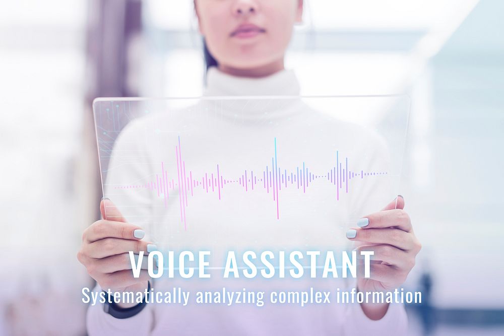 Virtual voice assistant template vector disruptive technology blog banner