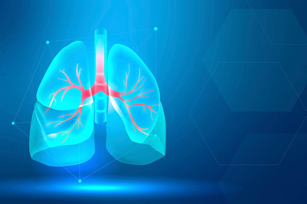 Lung banner vector for respiratory system smart healthcare