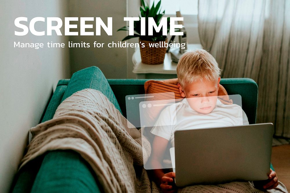 Screen time digital template vector wellness blog banner