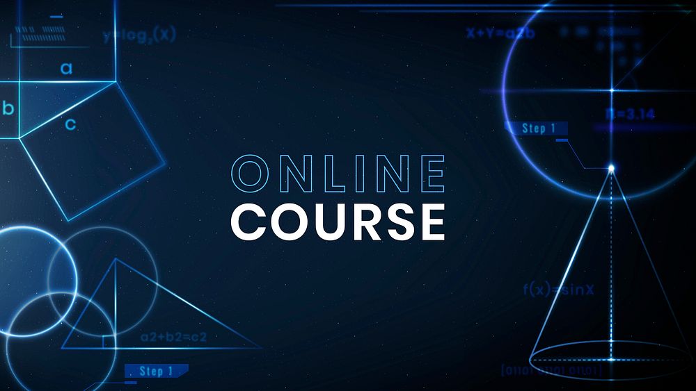 Online course education template vector technology ad banner