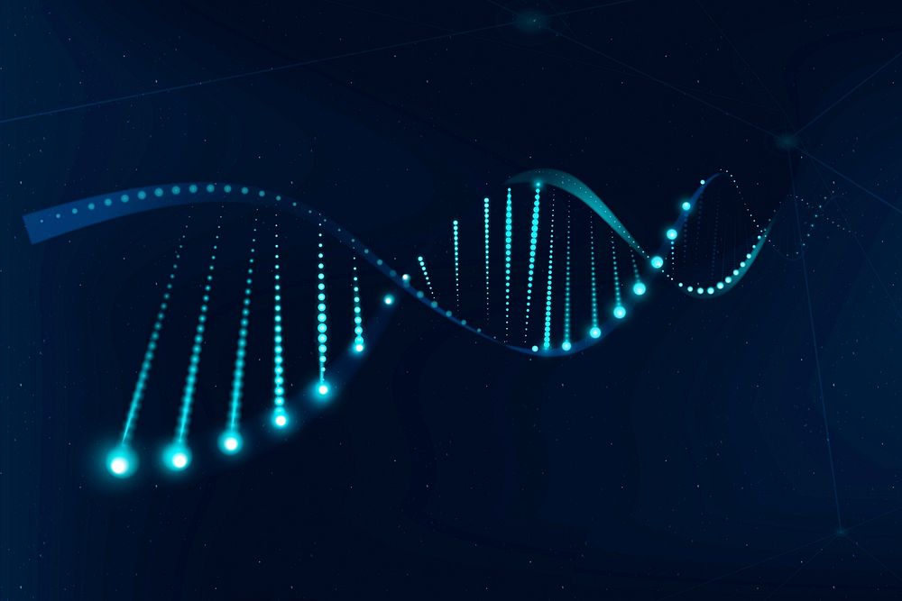 DNA genetic biotechnology science vector blue neon graphic
