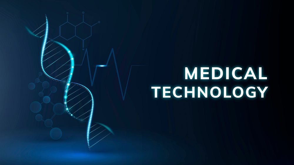 Medical technology science template vector with DNA helix presentation