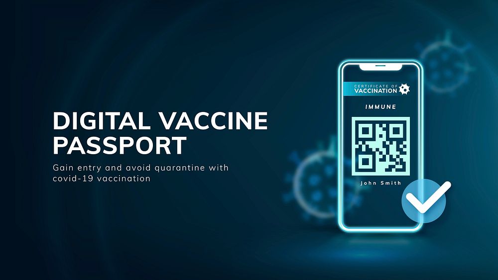 Digital vaccine passport template vector covid-19 smart technology presentation