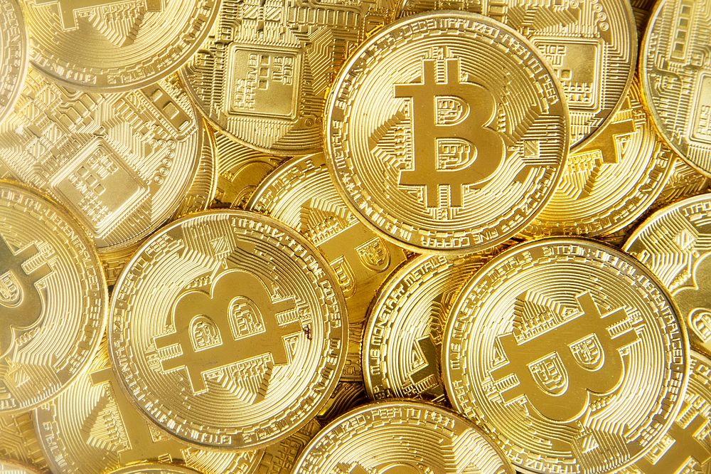 Gold bitcoins cryptocurrency digital finance remixed
