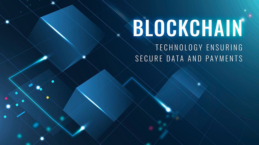 Blockchain technology security template vector data and payment securing blog banner